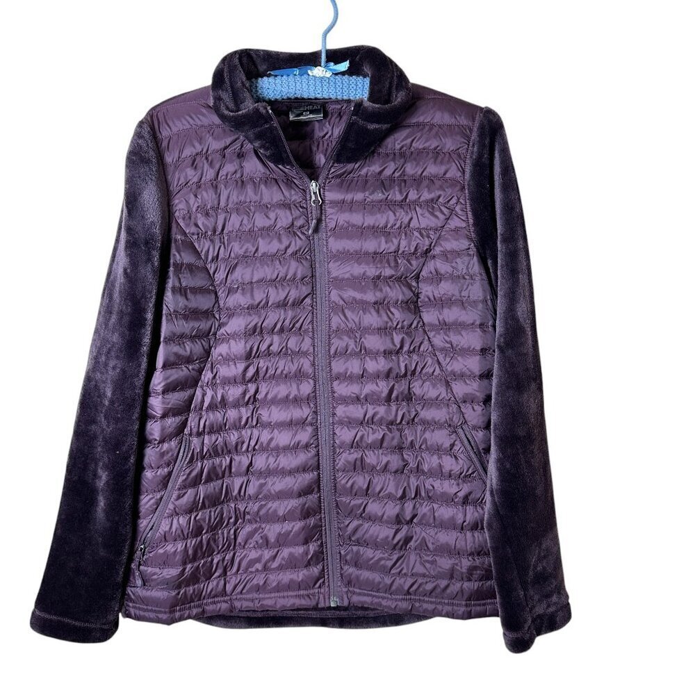 32 Degrees Heat Fleece & Quilted Puffer Jacket Size Medium Deep Purple